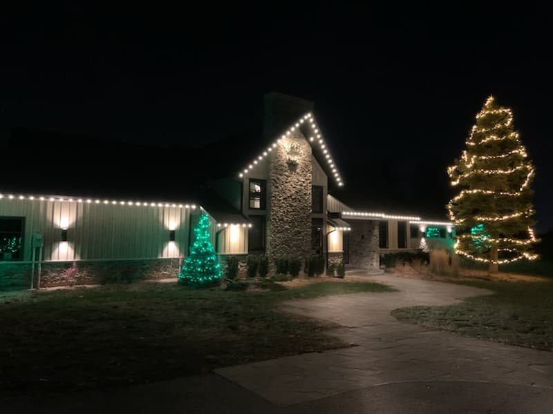 Professional Christmas light display on home in Southwestern Ontario